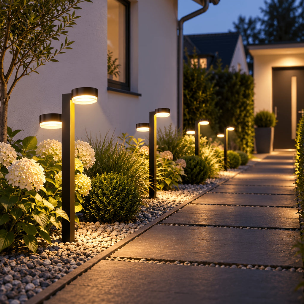 Lampe solaire d'allée à double tête, 24 LED, lot de 4, 8 ou 12