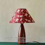 Lot de 2 abat-jour coniques rouges à fleurs crème, Ø 30 cm