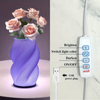 Lampe vase imprimée en 3D à spirale, vert ou lilas, USB, 19 cm