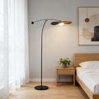Lampadaire arc noir à abat-jour ondulé en forme de chapeau, 183 cm