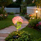 Lampe solaire fleur d'hortensia sur tige de 71 cm, 4 coloris