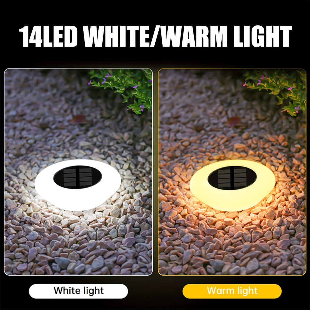 Spot solaire de sol à diffuseur opalin 14 LED, Ø 12,4 cm, lot de 4