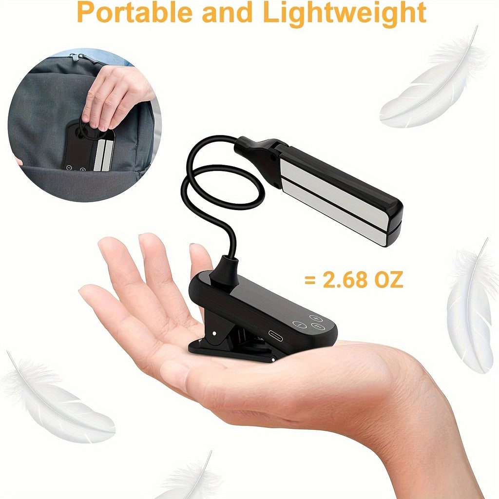 Lampe de lecture à pince à deux volets orientables, tactile, 1000 mAh
