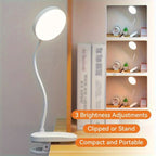 Lampe de bureau à pince rechargeable, tête ronde, col de 38,5 cm