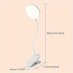 Lampe de bureau à pince rechargeable, tête ronde, col de 38,5 cm