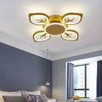 Plafonnier LED à 4 feuilles scintillantes, doré, blanc ou noir