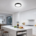 Lot de 2 plafonniers LED ronds noirs extra-plats, Ø 18 cm, 20 W