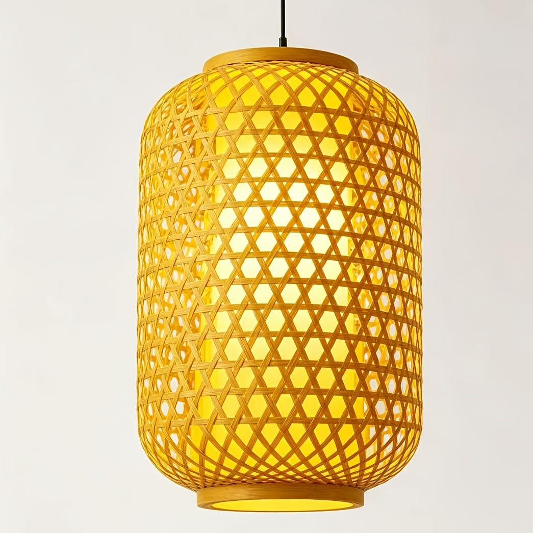 Suspension lanterne en bambou ajouré, deux tailles Ø 20 ou Ø 23 cm