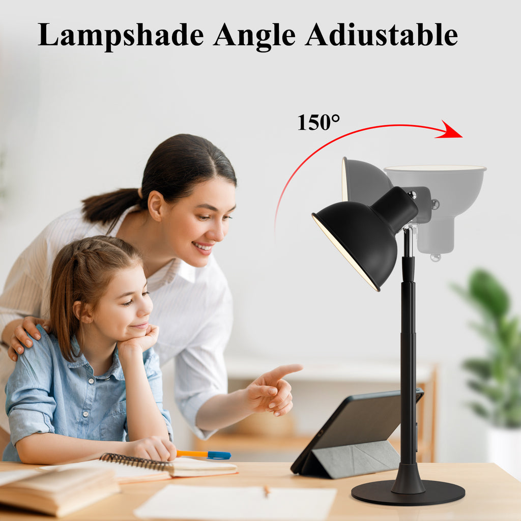 Lampe de sol LED noire orientable, hauteur réglable de 45 à 145 cm