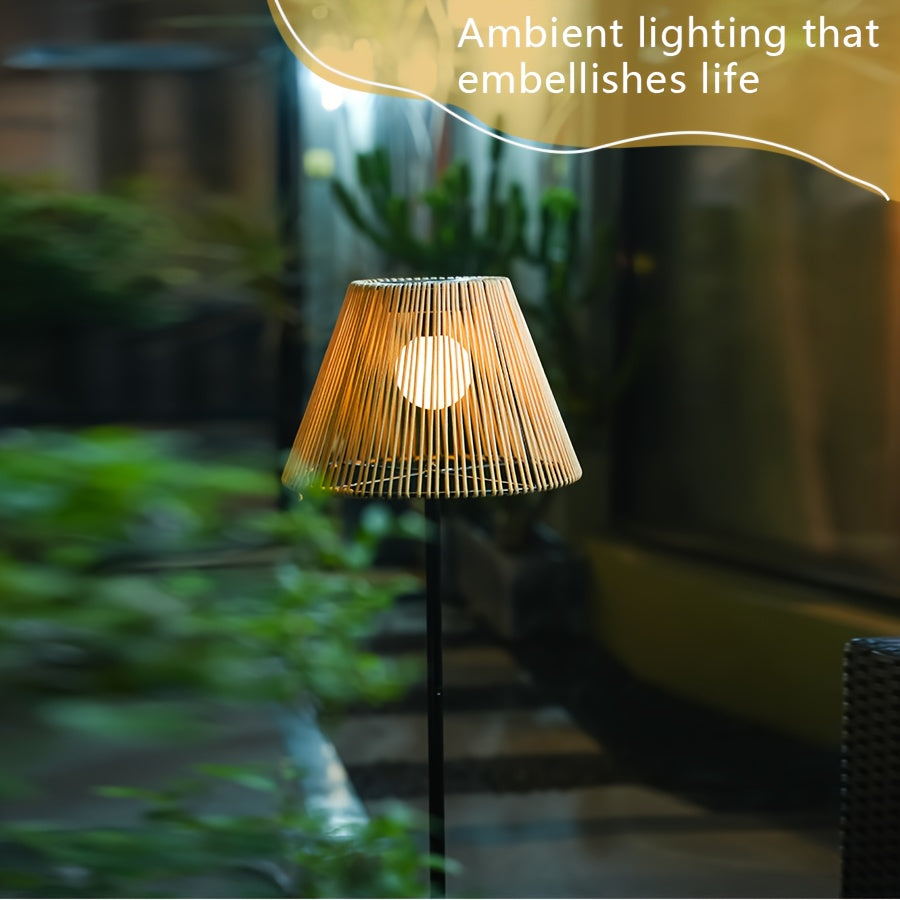 Lampadaire solaire effet rotin de 119 cm pour patio et jardin
