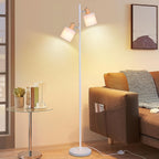 Lampadaire blanc à deux spots en tissu orientables, E14, 145 cm