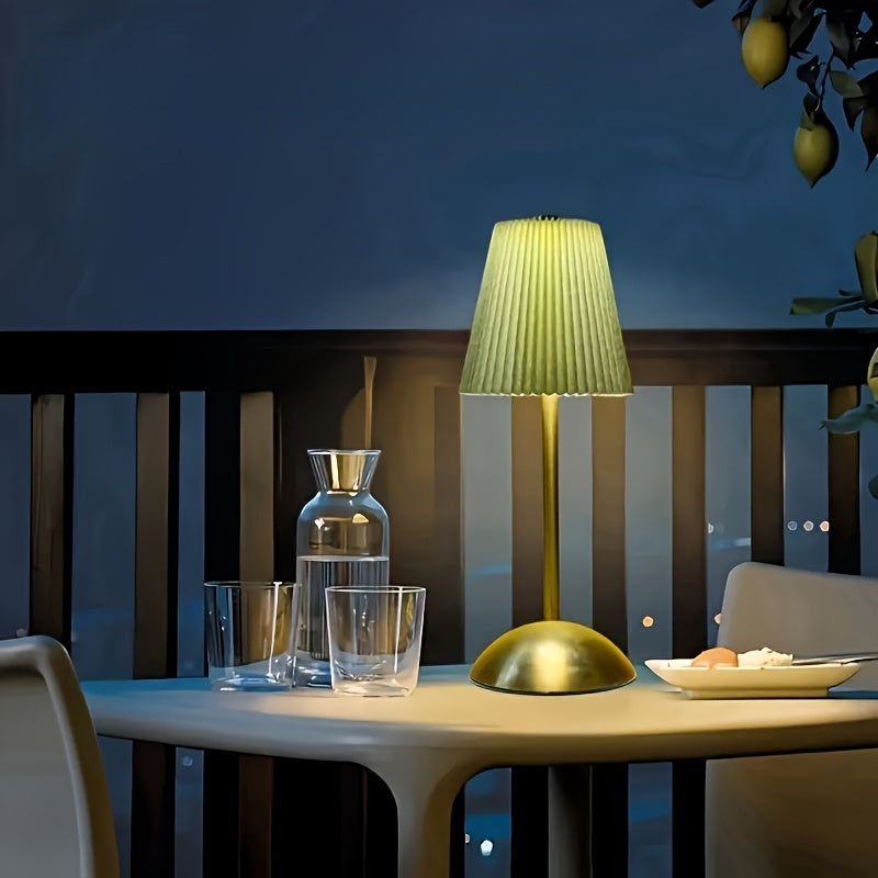 Lampe de table sans fil plissée sur dôme doré, tactile, 6 coloris