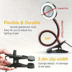 Lampe à pince avec loupe et anneau LED, col de 40 cm, blanche