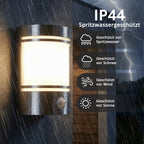 Applique murale inox à détecteur de mouvement, douille E27, IP44