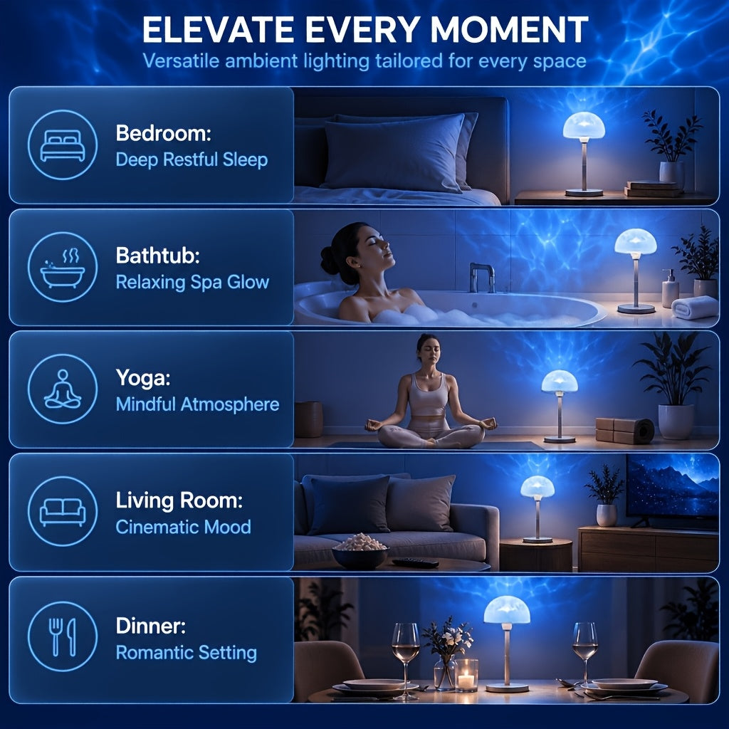 Lampe de table sans fil projecteur à effet d'ondulation d'eau