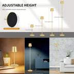Lampadaire sans fil rechargeable à hauteur réglable, doré ou noir