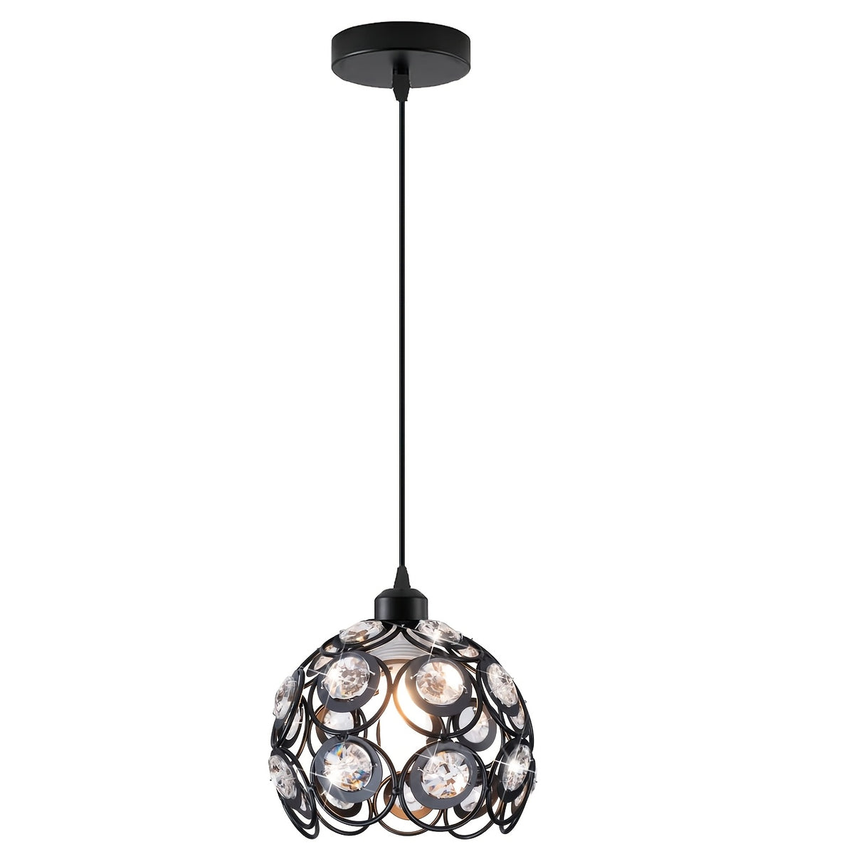 Suspension boule ajourée à cabochons effet cristal, Ø 20 cm, E27