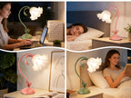 Lampe fleur à col flexible, corolle acrylique, vert ou rose, USB