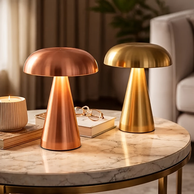 Lampe champignon en métal sans fil à pied conique, 20,5 cm