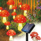 Guirlande solaire champignons rouges à pois, 20 piquets, 11,8 m