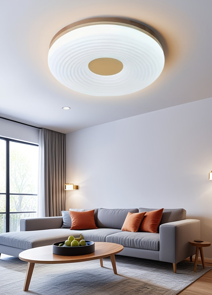 Plafonnier LED rond Ø 40 cm à télécommande, diffuseur ondulé