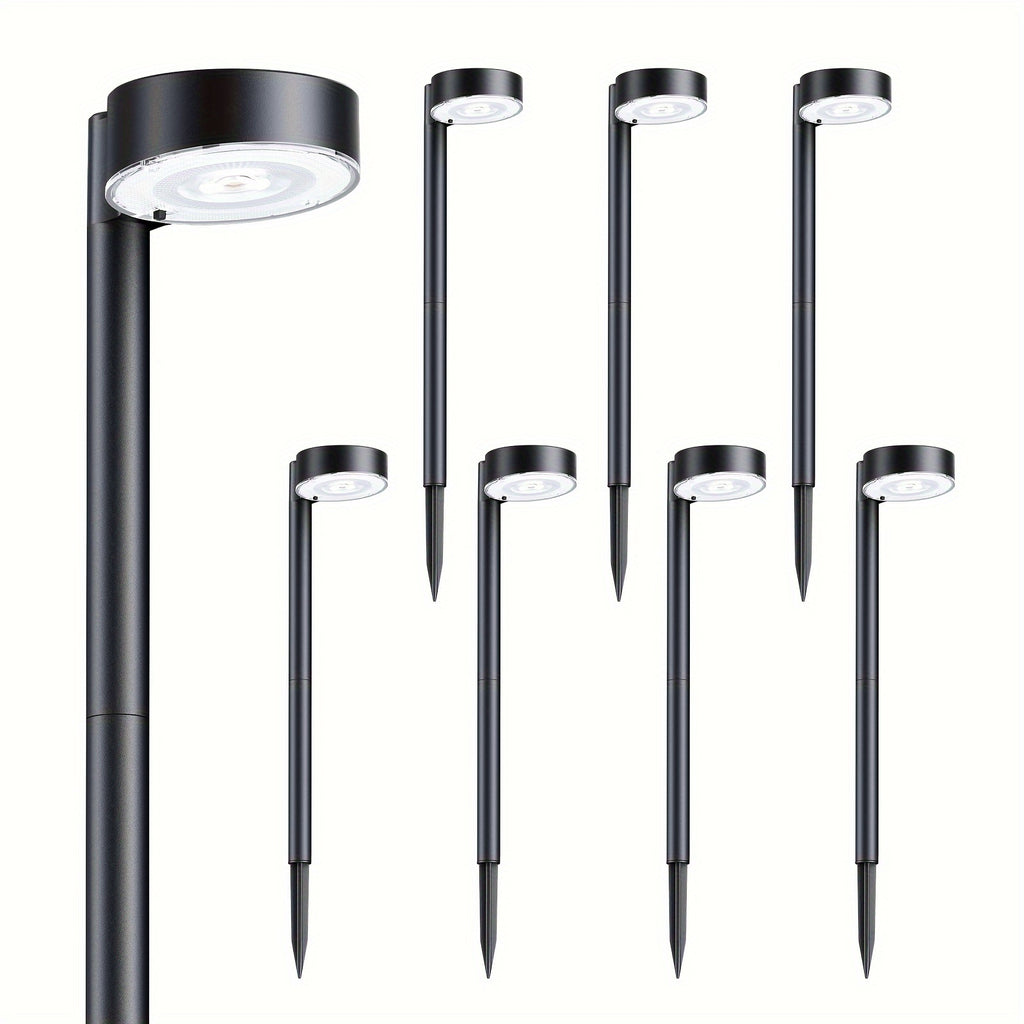 Bornes solaires de jardin à tête ronde, 2 hauteurs, par 8 ou 16