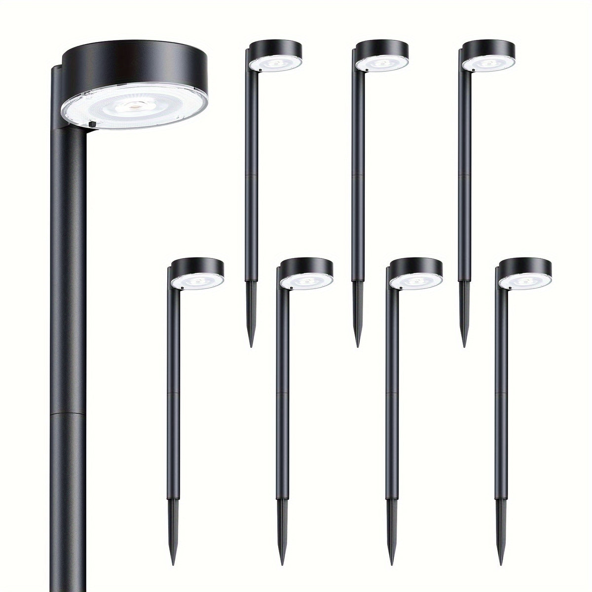 Bornes solaires de jardin à tête ronde, 2 hauteurs, par 8 ou 16