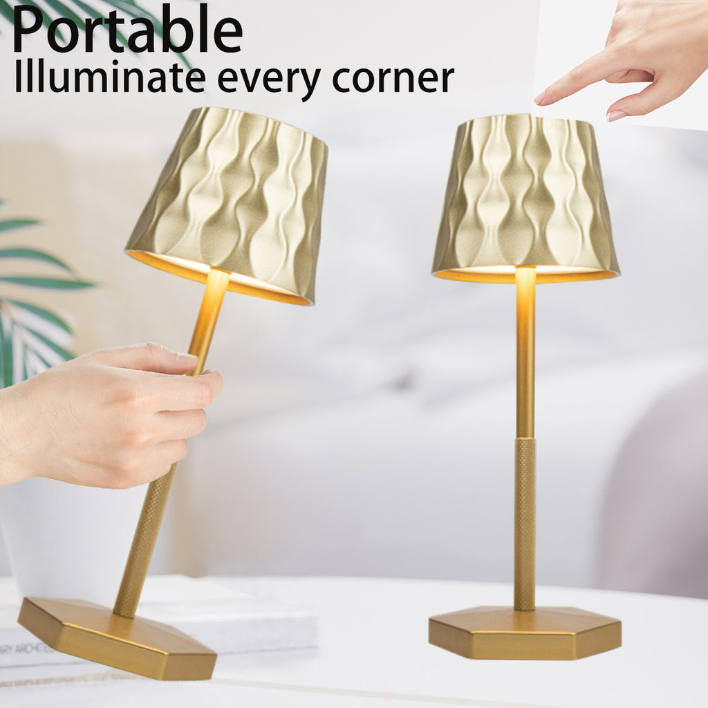 Lot de 2 lampes sans fil à abat-jour ondulé, tactiles, 30,5 cm