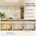 Lustre LED cercles et barres sur 120 cm, en blanc, noir ou doré
