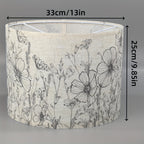 Abat-jour tambour à fleurs des champs dessinées, Ø 33 x H 25 cm