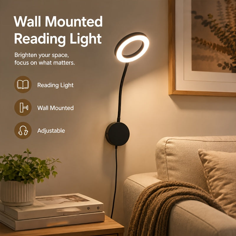 Applique murale liseuse LED à col flexible, alimentation USB