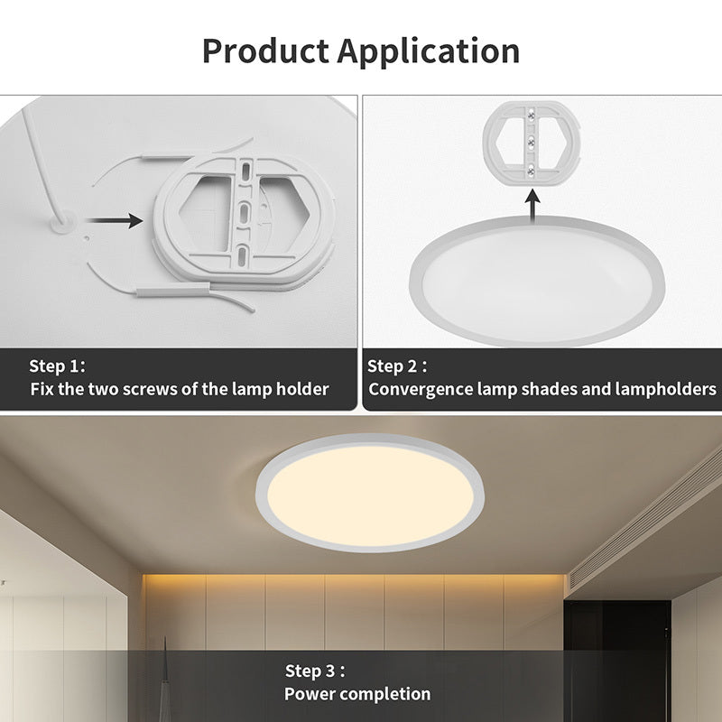 Lot de 4 plafonniers LED ronds extra-plats Ø 23 cm, blanc chaud
