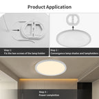 Lot de 4 plafonniers LED ronds extra-plats Ø 23 cm, blanc chaud