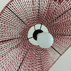 Abat-jour chapeau ondulé en cordelette rouge et blanche, Ø 40 cm