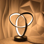 Lampe de bureau LED à anneaux entrelacés en aluminium noir, USB
