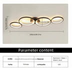 Plafonnier LED 100 cm à quatre anneaux, blanc à variateur ou noir