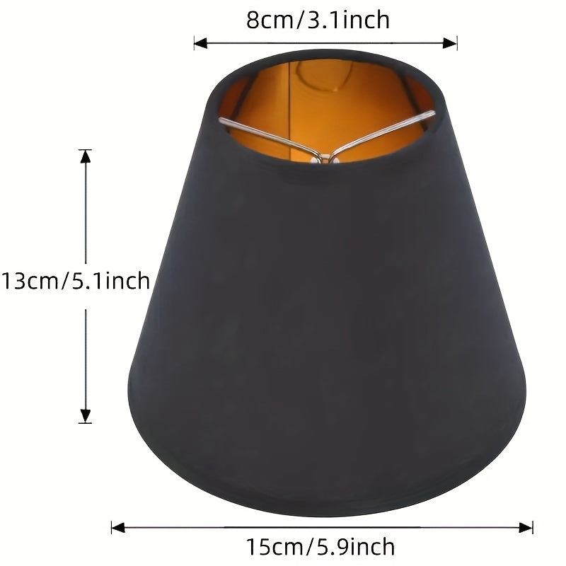 Lot de 6 mini abat-jour à pince en toile noire, intérieur doré