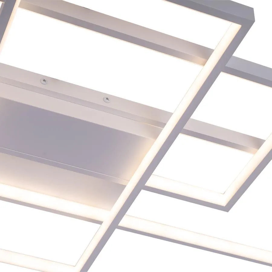 Plafonnier LED blanc à cadres superposés et croisés, 84 W
