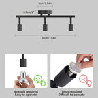 Plafonnier 3 spots GU10 noir sur rampe de 30 cm, à l'unité ou par 2