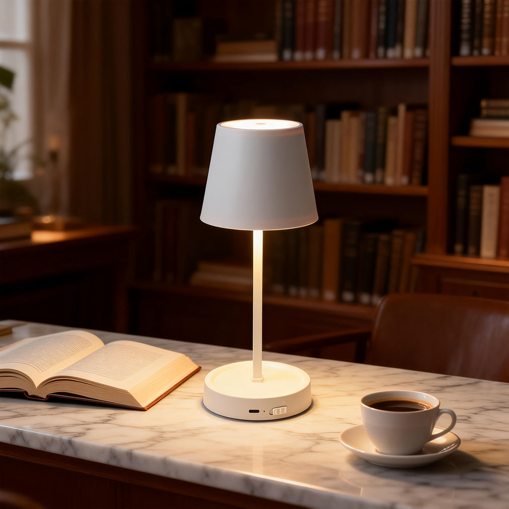 Lampe de table sans fil à socle vide-poche, recharge USB-C