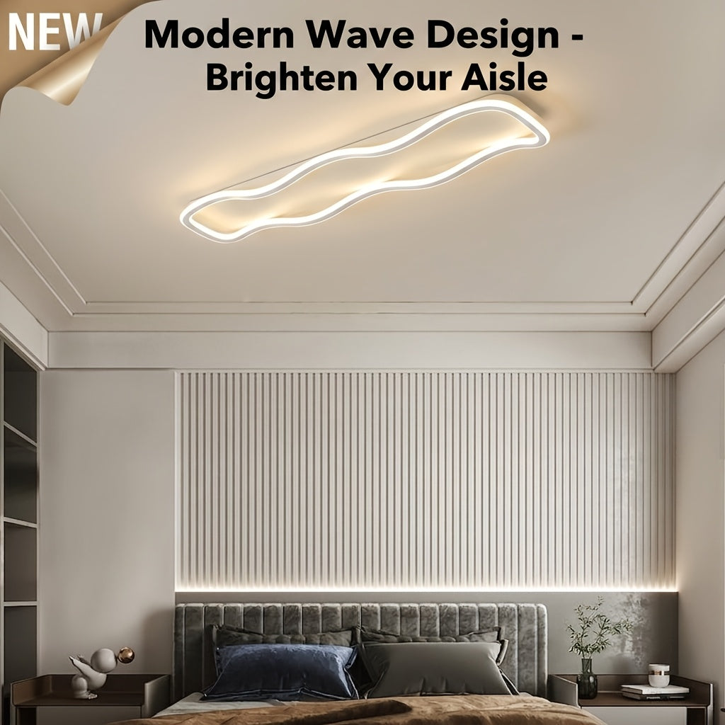 Plafonnier LED ondulé 40 W pour couloir, noir ou doré, 60 cm