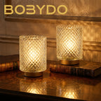 Lampe à piles en verre pointes de diamant, lot de 2 lampes
