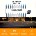 Guirlande solaire de balises bleues effet cristal à piquets, IP44
