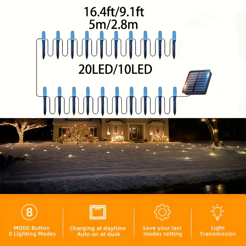 Guirlande solaire de balises bleues effet cristal à piquets, IP44