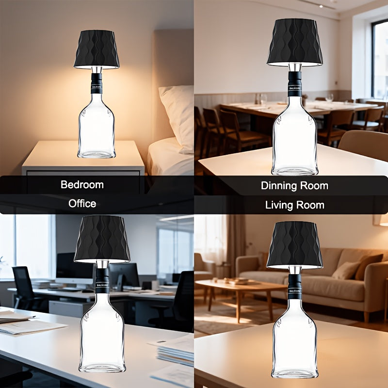 Lampe sans fil pour bouteille, abat-jour ondulé, recharge USB-C