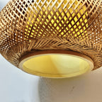 Suspension lanterne en bambou tressé, Ø 40 cm, diffuseur blanc