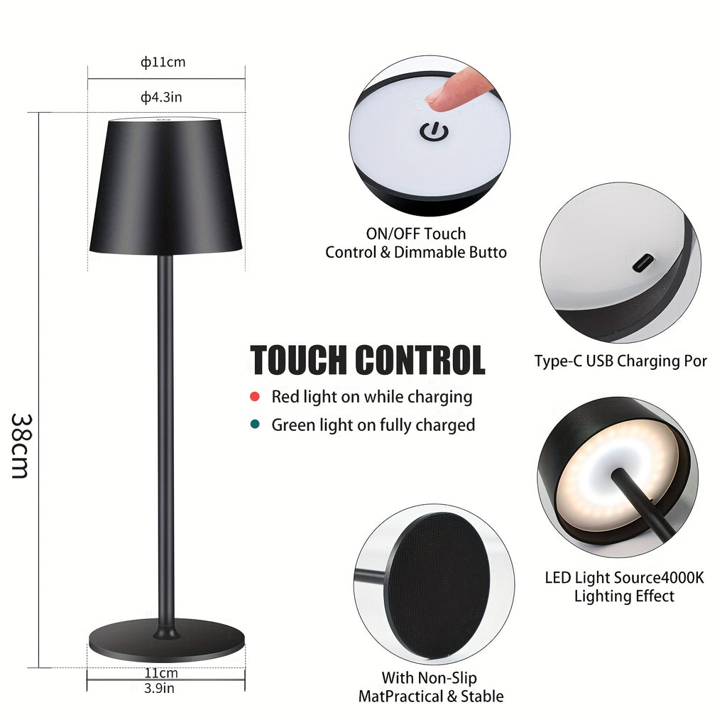 Lampe de table sans fil en aluminium, lot de 2 ou 4, neuf coloris