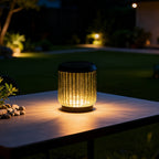 Petite lampe solaire en verre strié pour table de jardin, IP44