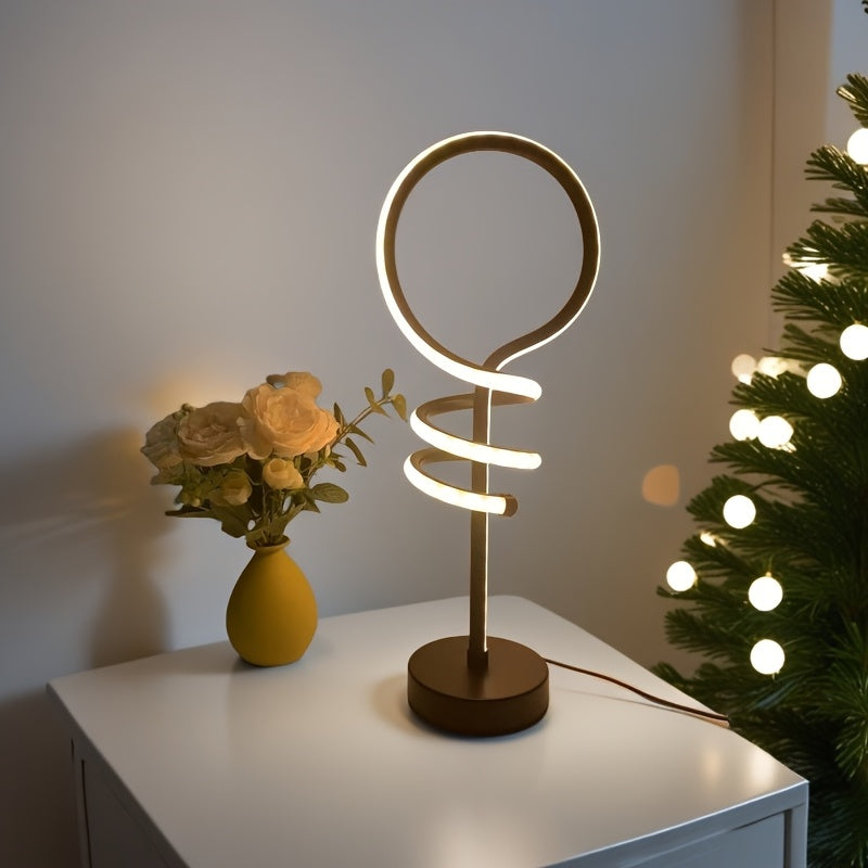 Lampe de bureau LED en tube lumineux, boucle et spirale noire, 46 cm