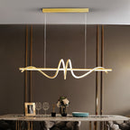 Suspension LED en vague de silicone sur barre de 100 cm, or ou noir
